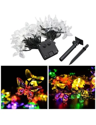 Instalatie solara 50 LED fluturi Fairy, multicolor