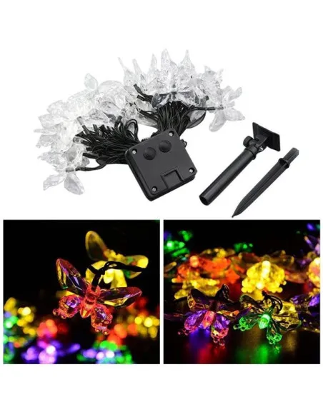 Instalatie solara 50 LED fluturi Fairy, multicolor