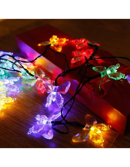 Instalatie solara 50 LED fluturi Fairy, multicolor