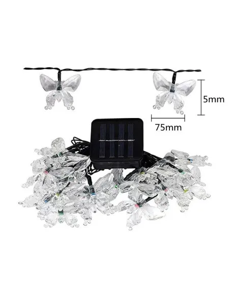 Instalatie solara 50 LED fluturi Fairy, multicolor