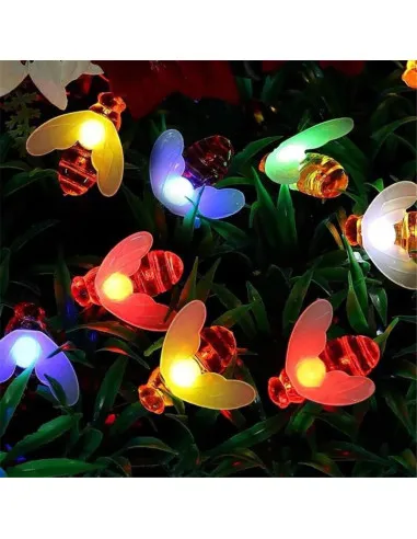 Instalatie solara albinute, 50 led-uri, multicolor, senzor de lumina