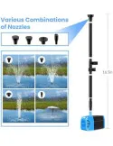 Pompă Solară Fântână POPOSOAP 12W, 160GPH, 4 Duze