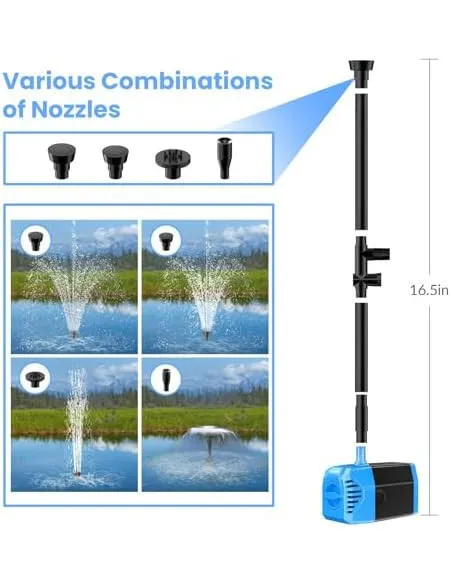Pompă Solară Fântână POPOSOAP 12W, 160GPH, 4 Duze
