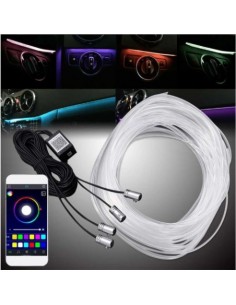 Lumini ambientale auto 6M neon RGB, aplicatie prin Bluetooth 2