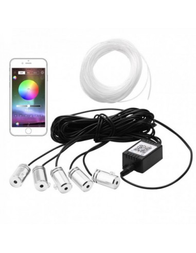 Lumini ambientale auto 6M neon RGB, aplicatie prin Bluetooth
