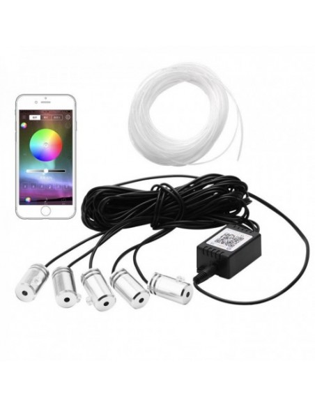 Lumini ambientale auto 6M neon RGB, aplicatie prin Bluetooth