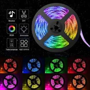Kit Banda LED RGB, 5 Metri,Sincroniza Muzica,Bluetooth 2