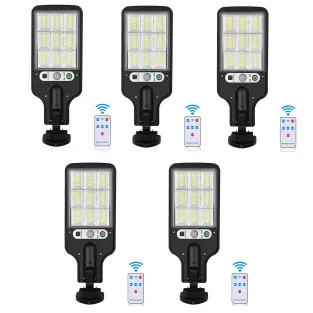 Set 5 Lămpi Solare de Perete, 72 LED-uri, 50W, Telecomandă, Senzor Mișcare, 3 Moduri, IP65
