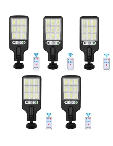 Set 5 Lămpi Solare de Perete, 72 LED-uri, 50W, Telecomandă, Senzor Mișcare, 3 Moduri, IP65