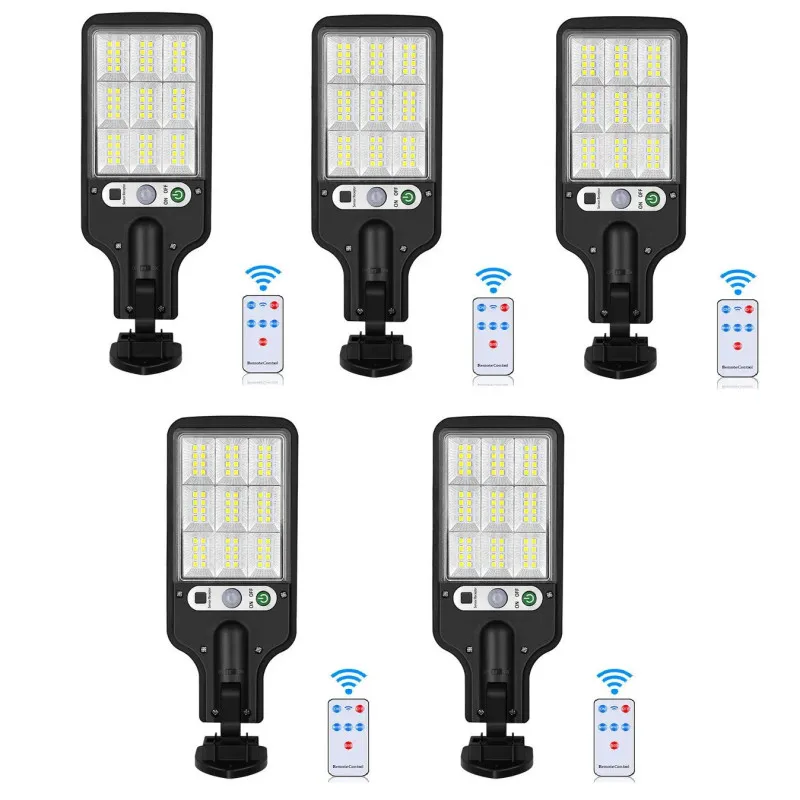 Set 5 Lămpi Solare de Perete, 72 LED-uri, 50W, Telecomandă, Senzor Mișcare, 3 Moduri, IP65