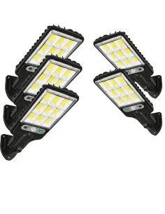 Set 5 x Lampi Solare de Perete cu 72 LED-uri COB, 50W, 3 Moduri de Functionare, Telecomanda, Senzor de Miscare si Lumina