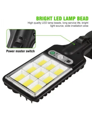 Set 5 Lămpi Solare de Perete, 72 LED-uri COB, 50W, Senzor de Mișcare, Telecomandă, 3 Moduri, IP65