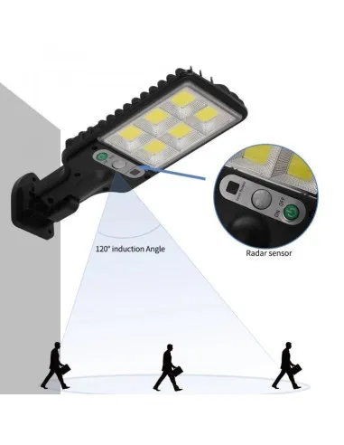Set 5 Lămpi Solare de Perete, 72 LED-uri COB, 50W, Senzor de Mișcare, Telecomandă, 3 Moduri, IP65