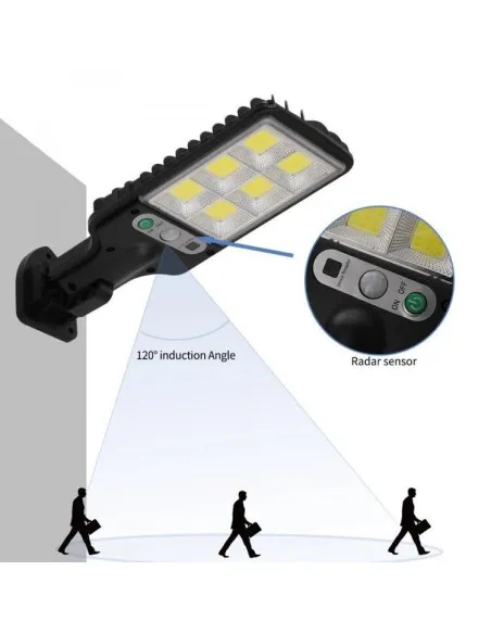 Set 5 Lămpi Solare de Perete, 72 LED-uri COB, 50W, Senzor de Mișcare, Telecomandă, 3 Moduri, IP65