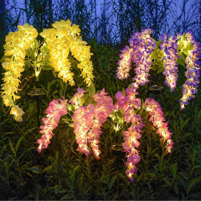 Set 2 Lămpi Solare LED Wisteria, 70 cm, Lumină Albă Caldă, IP65, diverse culori