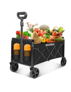 Cărucior Pliabil pentru Transport 100L, Suport Băuturi, Roți All-Terrain, Pliere Rapidă