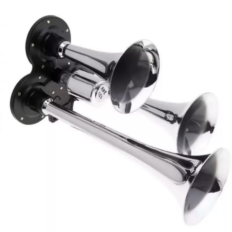 Claxon auto cu 3 goarne 12/24V, electrovalva