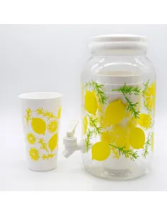 Borcan de Limonadă cu Robinet și 4 Pahare din Plastic, 3,8 L