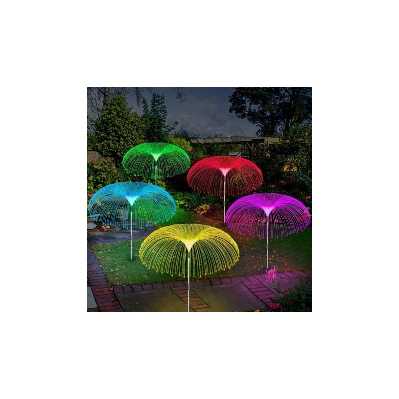 Set 4 x Lampa solara tip meduza cu fibra optica LED RGB