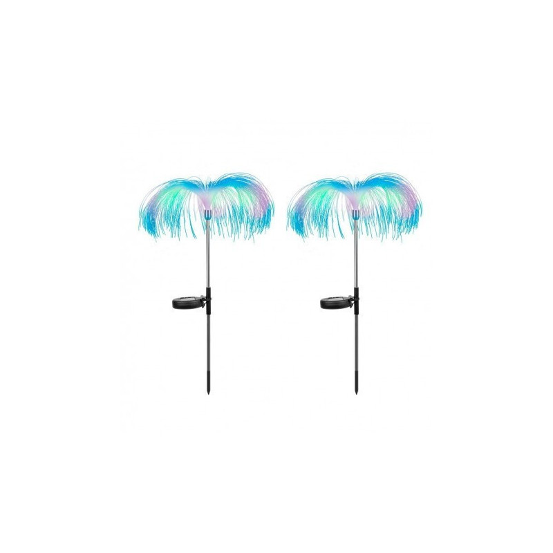 Set 4 x Lampa solara tip meduza cu fibra optica LED RGB