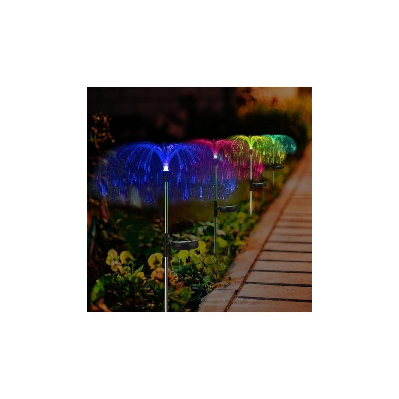 Set 4 x Lampa solara tip meduza cu fibra optica LED RGB