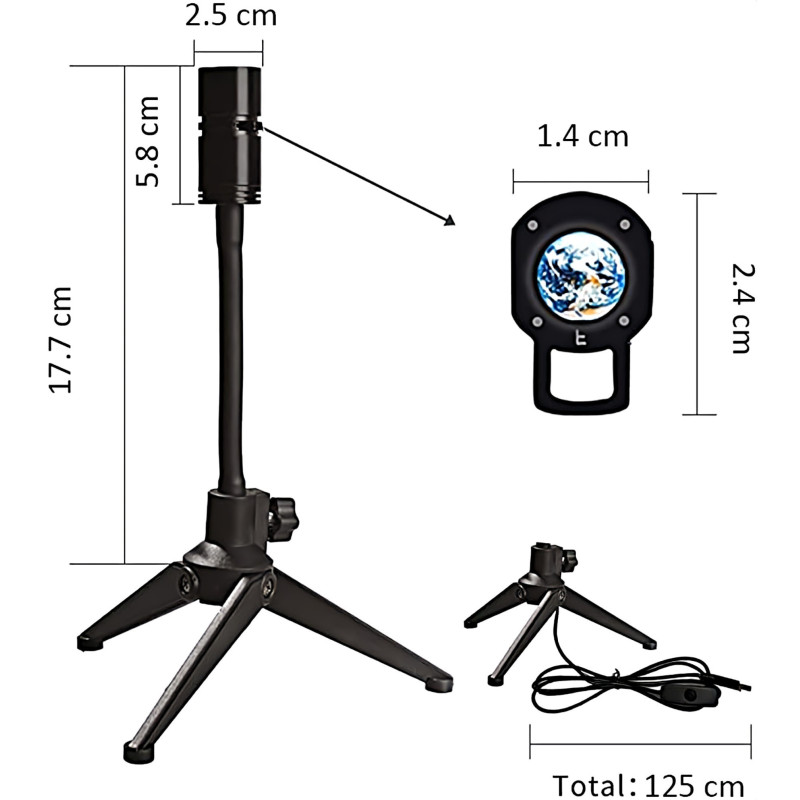 Lampă proiector luna/ pamant pentru interior cu led de 3w, cu stativ