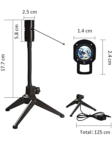Lampă proiector luna/ pamant pentru interior cu led de 3w, cu stativ
