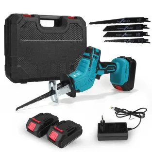 Fierăstrău Sabie cu Acumulator 24V, 2 Acumulatori + 4 Lame Incluse, 0-3100 RPM, Geantă Transport