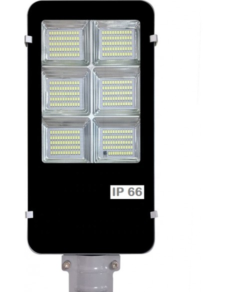 Lampa stradala LED cu panou fotovoltaic, suport de prindere si