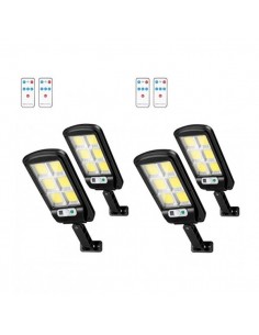 Set 4 x Lampa solara cu 6 celule, LED-uri COB si telecomanda