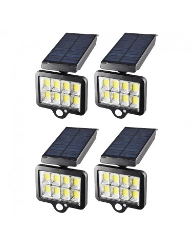 Set 4 x Proiector solar 160 LED 8 COB senzor de lumina si