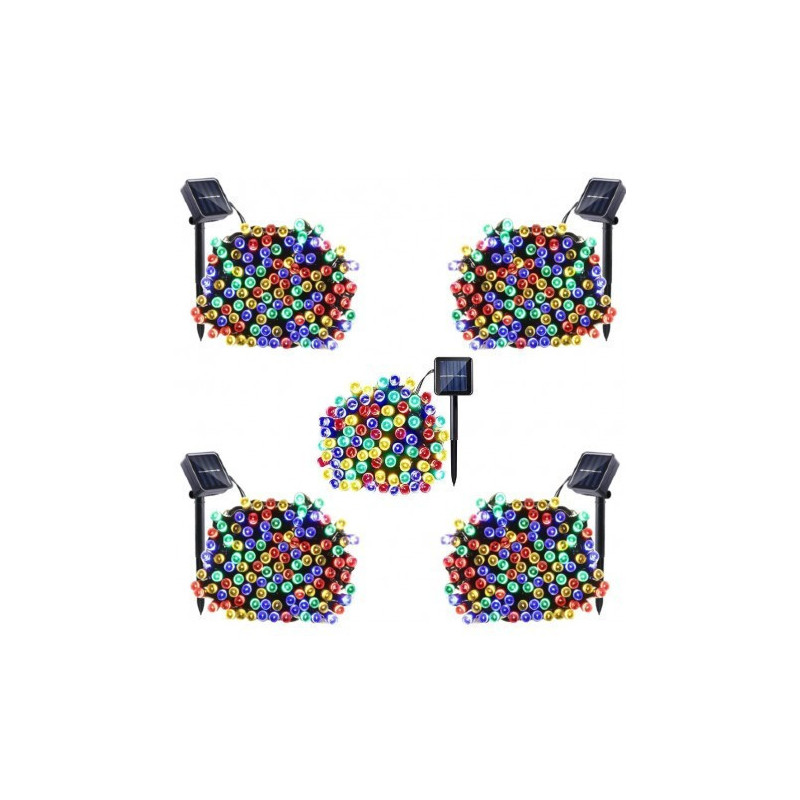 Set 5 x instalatie solara 100 LED, culoare multicolor
