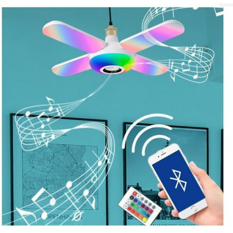 Lampa muzicala Bluetooth cu ventilator si