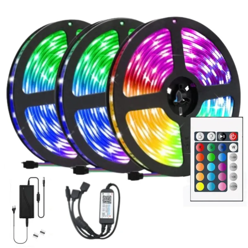 Set 3 x banda led rgb multicolor cu telecomanda, 5 metri