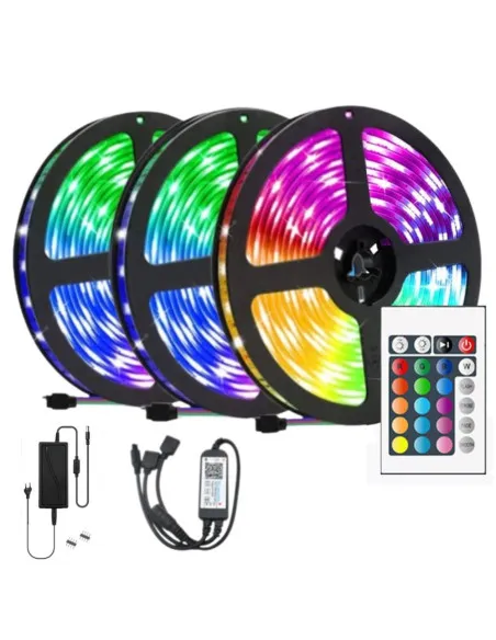 Set 3 x banda led rgb multicolor cu telecomanda, 5 metri