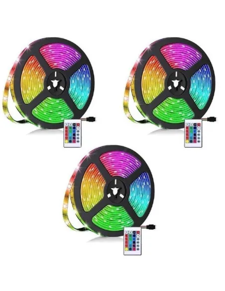Set 3 x banda led rgb multicolor cu telecomanda, 5 metri