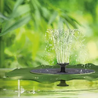 Fântână Arteziană Solară Plutitoare, Model Frunză de Lotus, 6 Duze, 1,4W/7V, Jet 50 cm