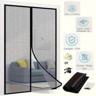 Set 3 Perdele Magnetice Antiinsecte, 210x100 cm, Închidere Automată, Montaj fără Scule