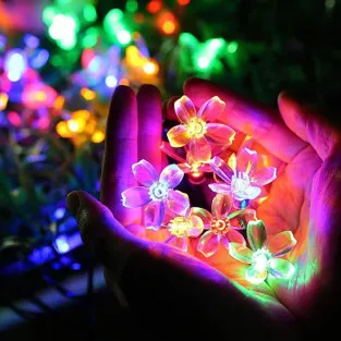 Instalatie solara floricele gheata, 50 led-uri, multicolor, 6.5 m 2