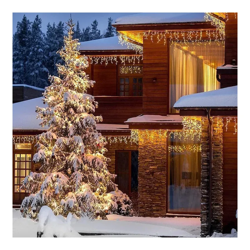 Instalatie perdea tip turturi pentru Craciun, 25m, 500 led, Flash, Fir Alb, Led, IP44, Interconectabila, Perdea, Franjuri