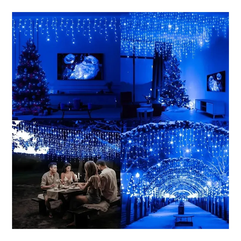 Instalatie perdea tip turturi pentru Craciun, 25m, 500 led, Flash, Fir Alb, Led, IP44, Interconectabila, Perdea, Franjuri