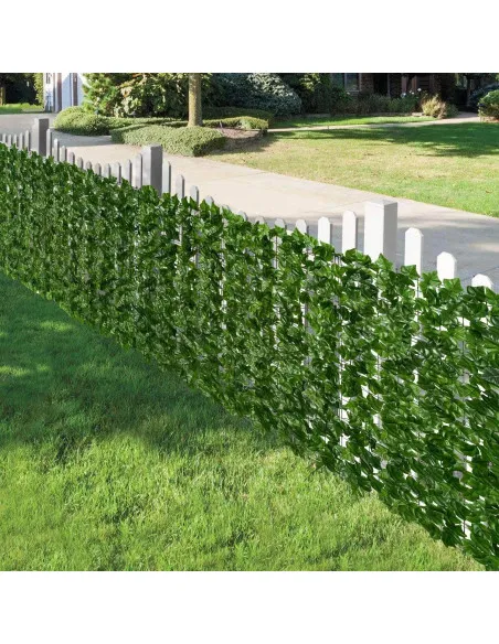 Gard artificial verde cu frunze, 300x100cm
