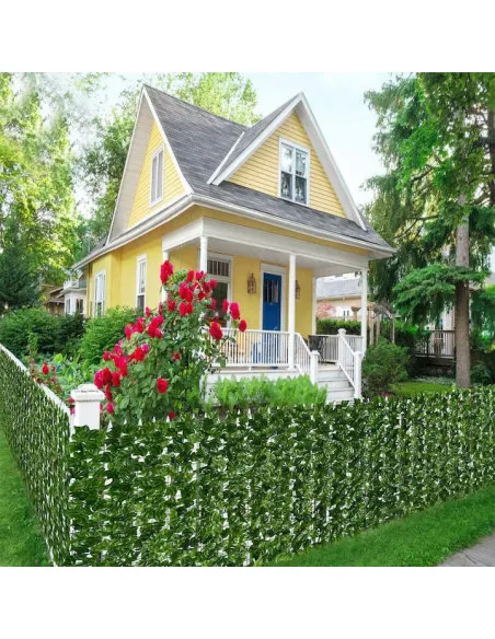Gard artificial verde cu frunze, 300x100cm