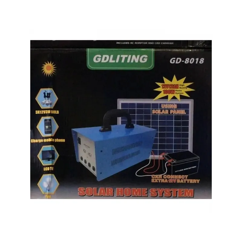 Kit solar de iluminat, GD 8018, 12V12A cu panou solar 18V 20W