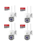 Set 4 Camere IP 360° WiFi JT-8161QJ cu 4 Carduri 32GB | Live & Noapte