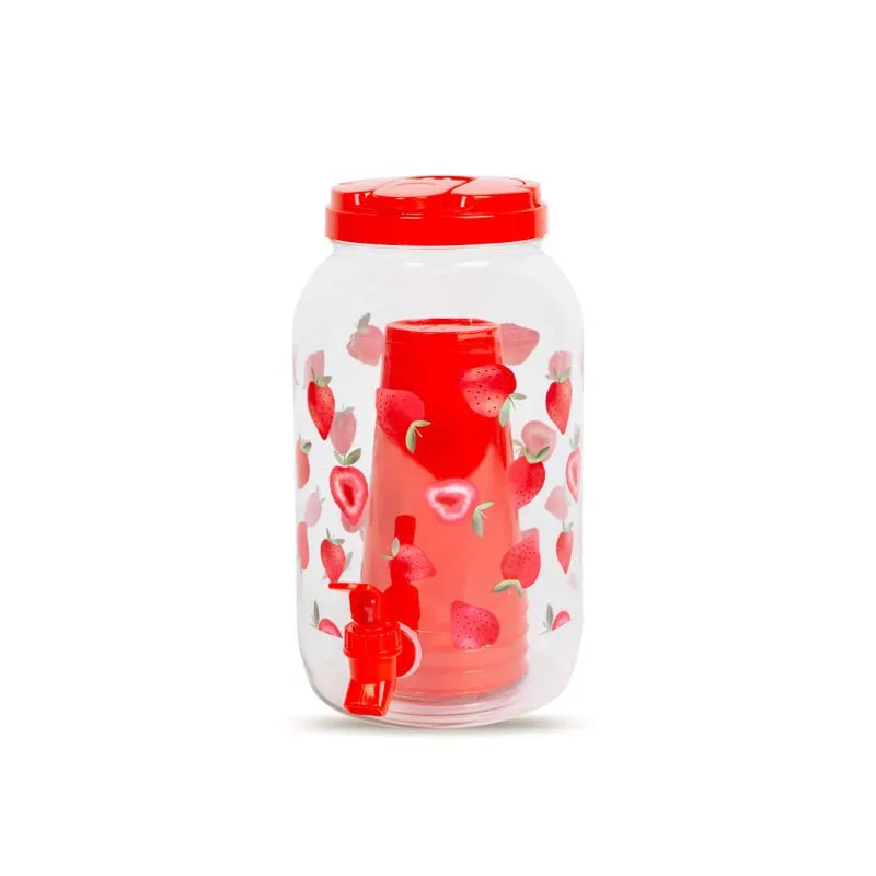 Borcan de Limonadă cu Robinet și 4 Pahare din Plastic, 3,8 L