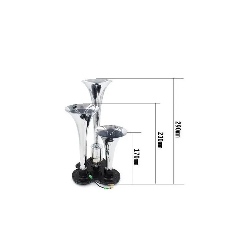 Claxon auto cu 3 goarne 12/24V, electrovalva