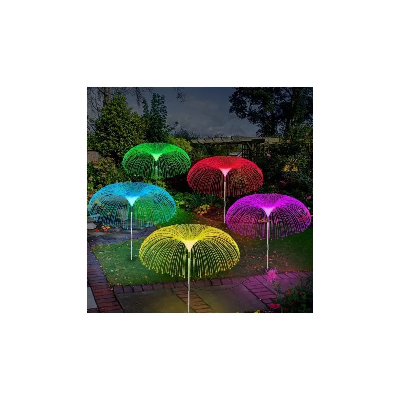 Set 4 x Lampa solara tip meduza cu fibra optica LED RGB