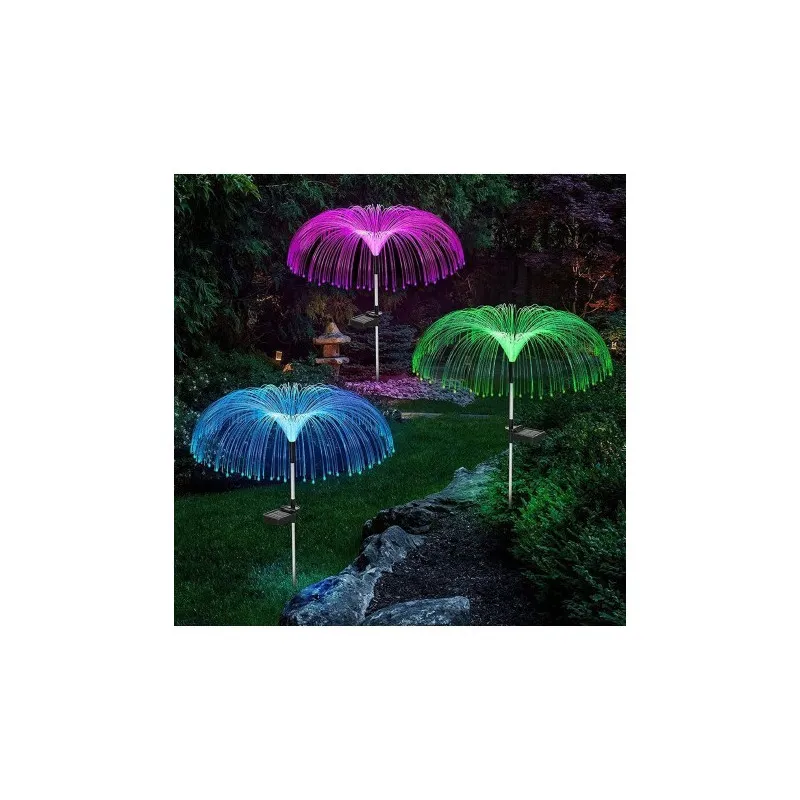 Set 4 x Lampa solara tip meduza cu fibra optica LED RGB