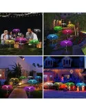 Set 4 x Lampa solara tip meduza cu fibra optica LED RGB